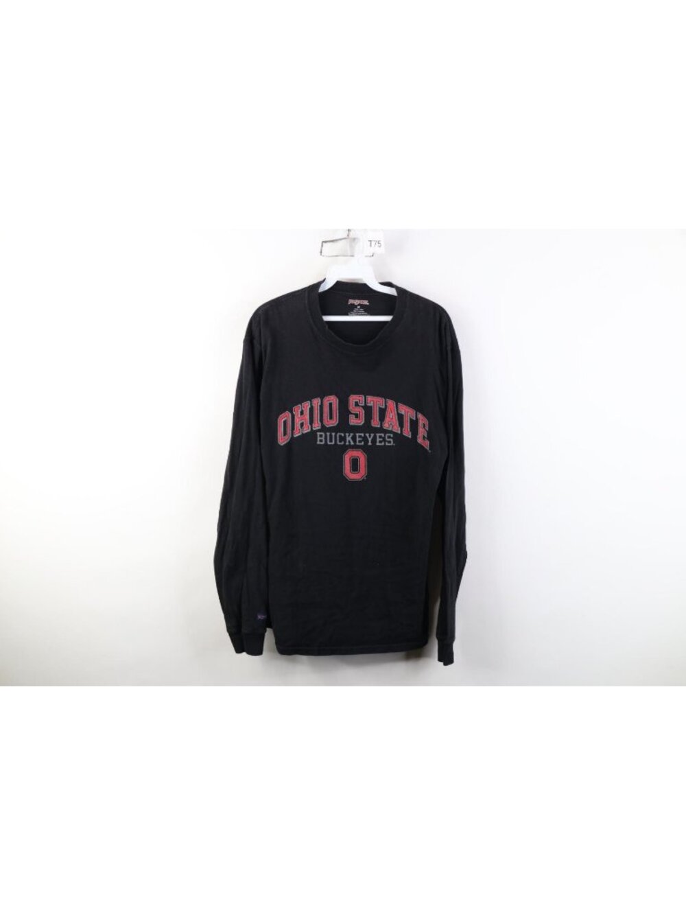 Vintage Mens Medium Faded Ohio State University Long Sleeve T-Shirt Black